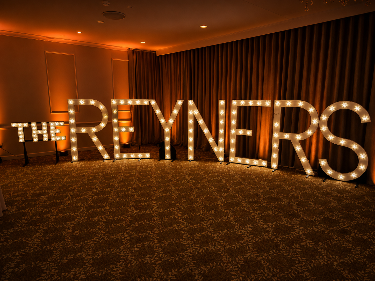 Light up letters - wedding in Calne, chippenham, salisbury, bath and bristol