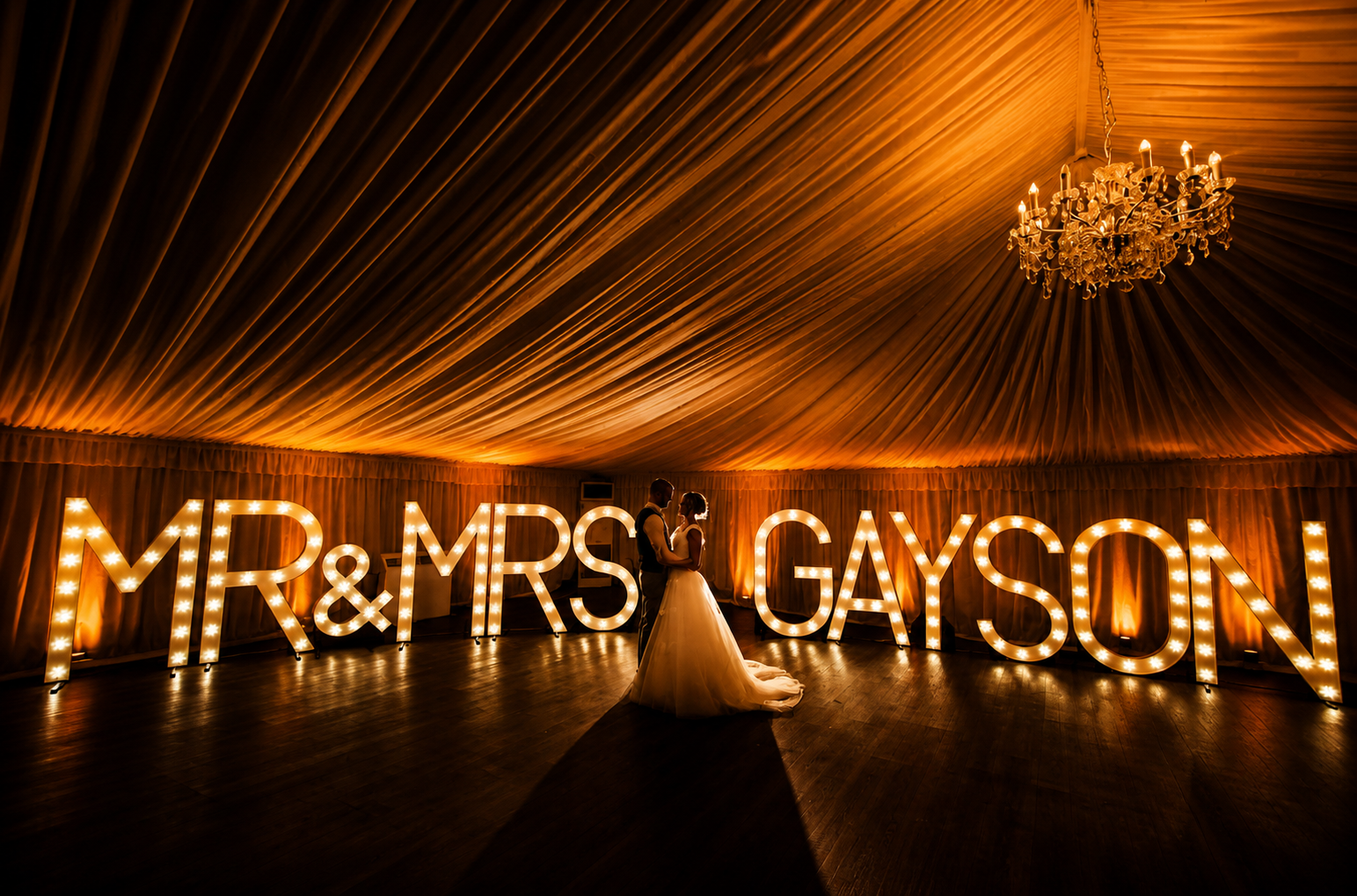 Light up letters - wedding in Calne, chippenham, salisbury, bath and bristol