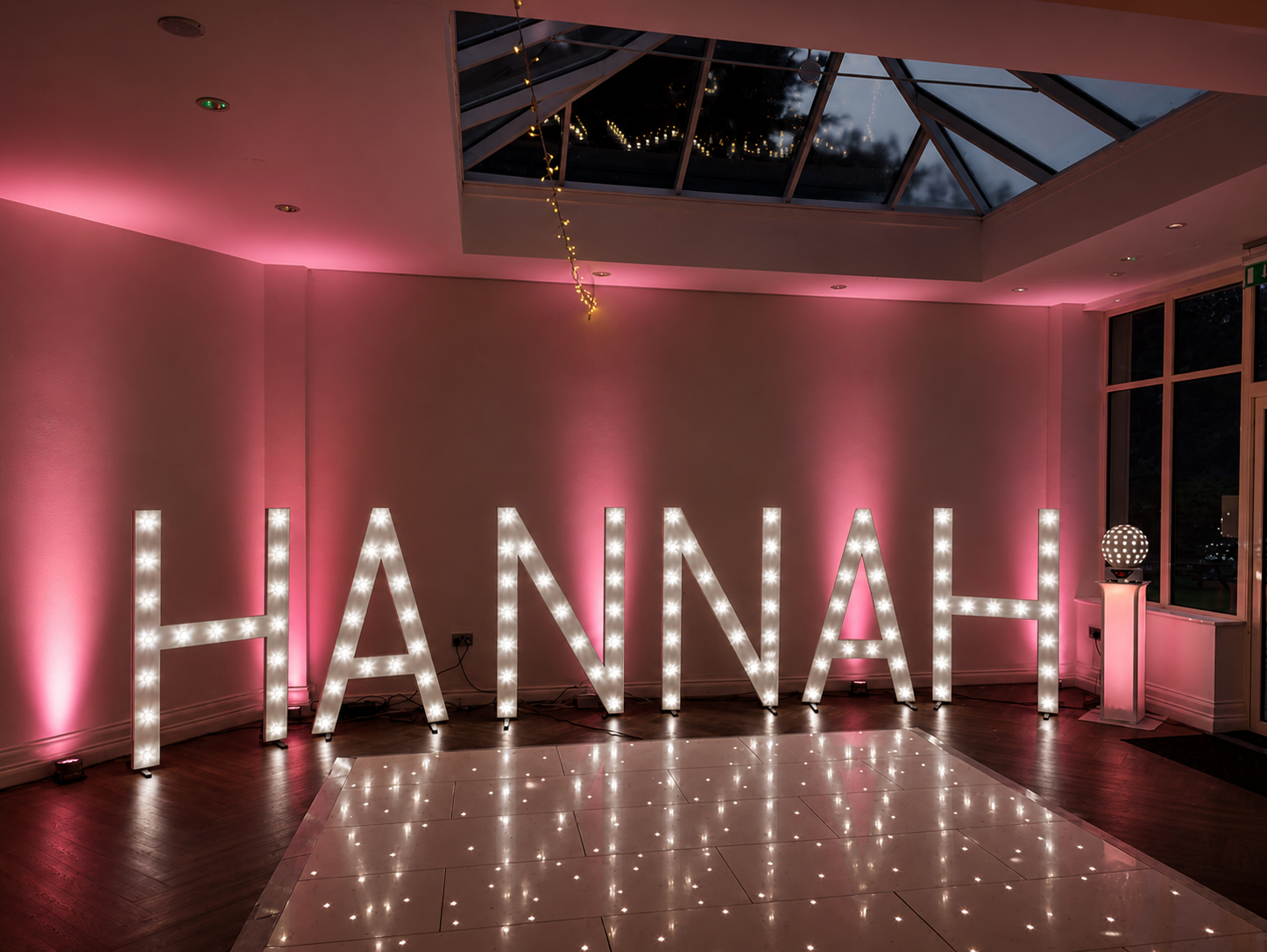 Light up letters - wedding in Calne, chippenham, salisbury, bath and bristol