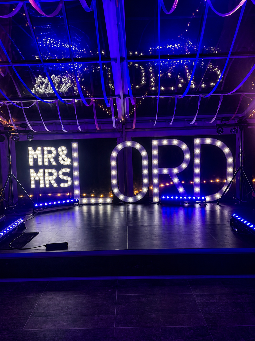 Light up letters - wedding in Calne, chippenham, salisbury, bath and bristol